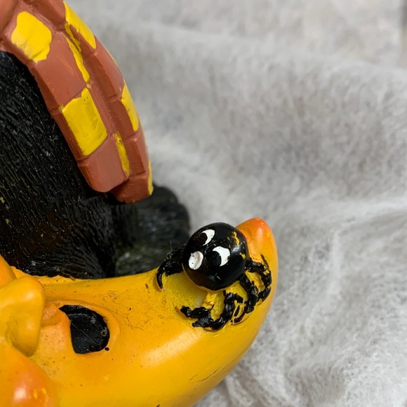 Vintage Black Cat  Ceramic Candle Holder  Figurine with Orange/Yellow Accents - Picture 5 of 16